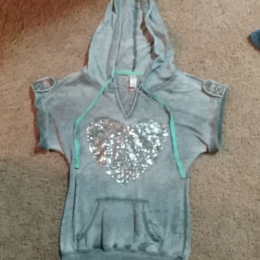 Short sleeved hooded sweater dress